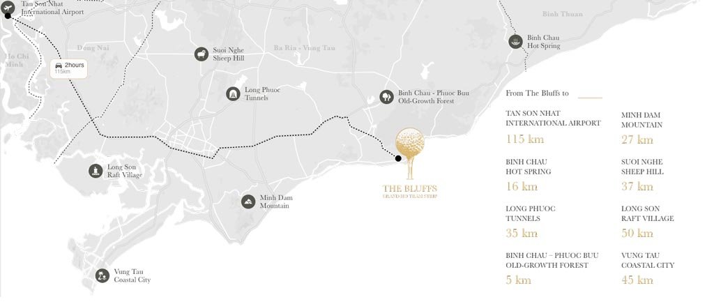 Bản đồ vị trí Sân golf The Bluffs