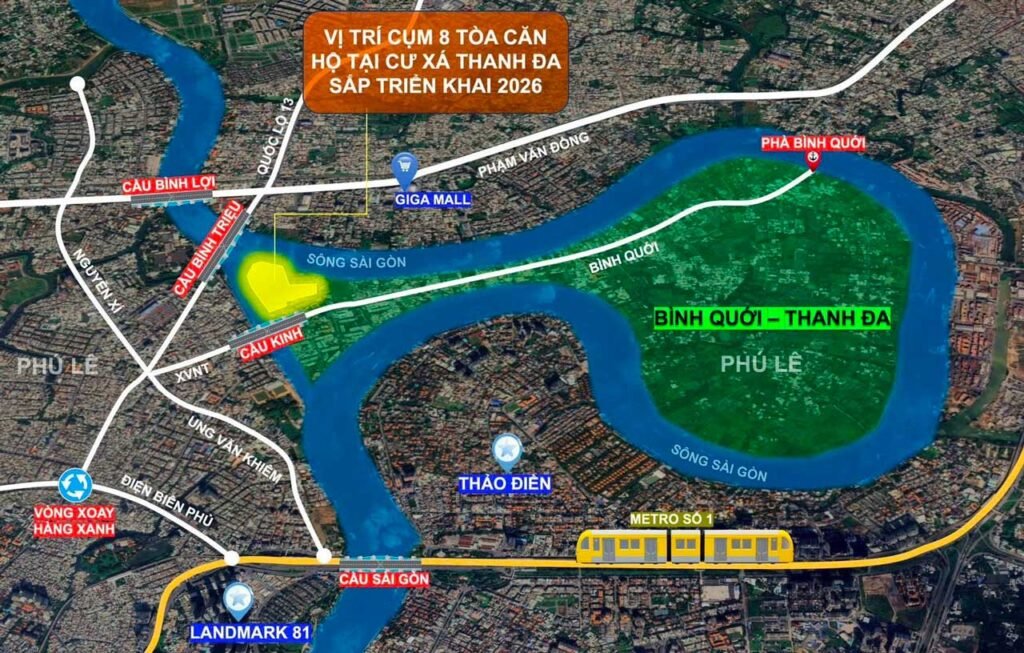 Bản đồ vị trí Cụm 8 chung cư lô số Thanh Đa