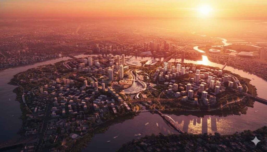 Phối cảnh bình minh đang lên tại khu đô thị Bình Quới - Thanh Đa