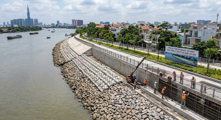 Hình ảnh thực tế chống sạt lở bán đảo Thanh Đa