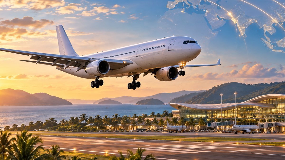 Máy bay thân rộng Airbus A330 hạ cánh tại sân bay Phú Quốc